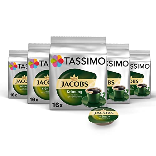 Tassimo Kapseln Jacobs Krönung, 80 Kaffeekapseln, 5er Pack, 5 x 16 Getränke von Tassimo