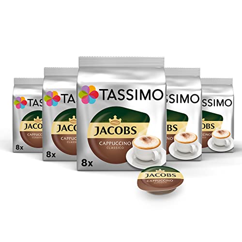 Tassimo Kapseln Jacobs Cappuccino Classico, 40 Kaffeekapseln, 5er Pack, 5 x 8 Getränke von Tassimo