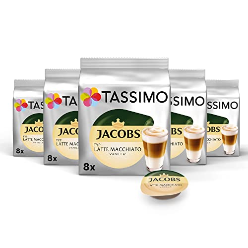 Tassimo Kapseln Jacobs Typ Latte Macchiato Vanilla, 40 Kaffeekapseln, 5er Pack, 5 x 8 Getränke von Tassimo