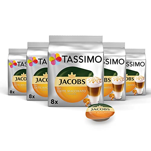 Tassimo Kapseln Jacobs Typ Latte Macchiato Caramel, 40 Kaffeekapseln, 5er Pack, 5 x 8 Getränke von Tassimo