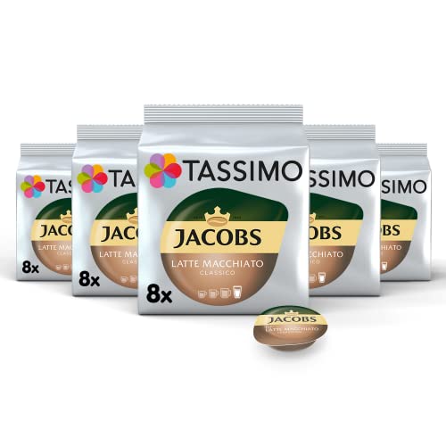 Tassimo Kapseln Jacobs Typ Latte Macchiato Classico, 40 Kaffeekapseln, 5er Pack, 5 x 8 Getränke von Tassimo