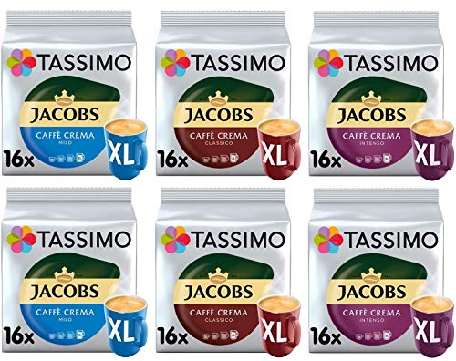 Tassimo Kaffee Jacobs Crema XL Selektion je 2x Mild XL, Classico XL, Intenso XL Tassimo Kaffee Jacobs Crema XL Selektion je 2x Mild XL, Classico XL, Intenso XL von Tassimo