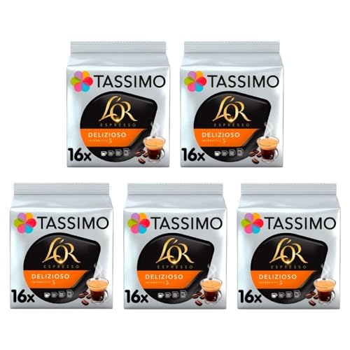 Tassimo Kaffee L'OR Espresso Delizioso 16 Kapseln - 5 Packungen (80 Getränke) von Tassimo