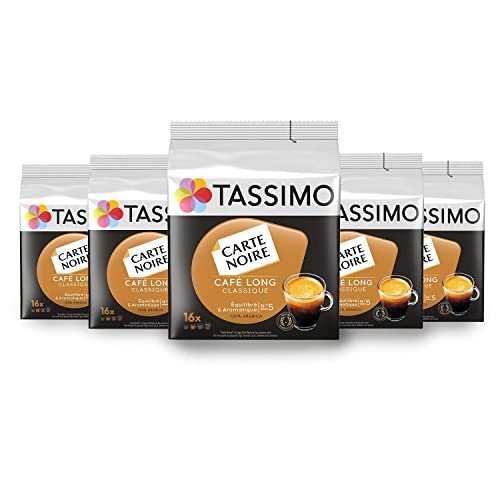 Tassimo Kaffeepads – 80 Getränke, schwarze Karte, klassisch (5 x 16 Getränke) von Tassimo