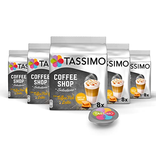 Tassimo Kapseln Coffee Shop Selections Toffee Nut Latte, 40 Kaffeekapseln, 5er Pack, 5 x 8 Getränke von Tassimo