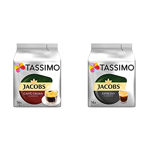 Tassimo Kapseln Jacobs Caffè Crema Classico, 80 Kaffeekapseln, 5er Pack, 5 x 16 Getränke & Kapseln Jacobs Espresso Classico, 80 Kaffeekapseln, 5er Pack, 5 x 16 Getränke von Tassimo