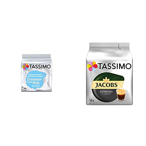 Tassimo Kapseln Milchkomposition, 80 Milch Kapseln, 5er Pack, 5 x 16 Getränke & Kapseln Jacobs Espresso Classico, 80 Kaffeekapseln, 5er Pack, 5 x 16 Getränke von Tassimo