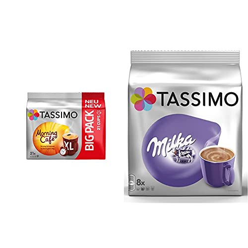 Tassimo Kapseln Morning Café, 105 Kaffeekapseln, 5er Pack, 5 x 21 Getränke & Kapseln Milka, 40 Kakao Kapseln, 5er Pack, 5 x 8 Getränke von Tassimo