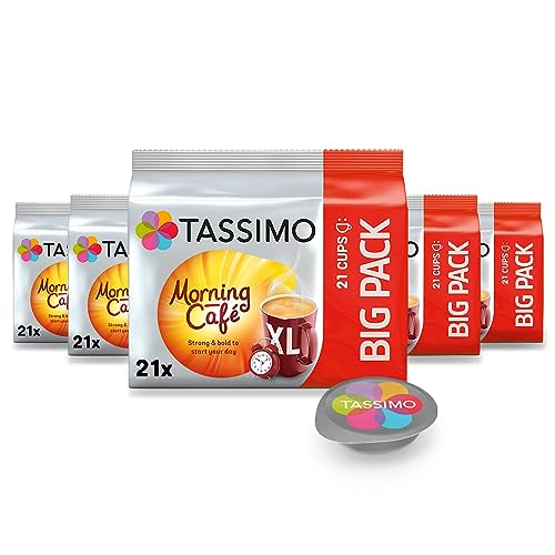 Tassimo Kapseln Morning Café XL Strong & Intense, 105 Kaffeekapseln, 5er Pack, 5 x 21 Getränke von Tassimo