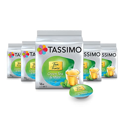 Tassimo Kapseln Tea Time Grüner Tee mit Minze, 5er Pack (5 x 16 Getränke) von Tassimo