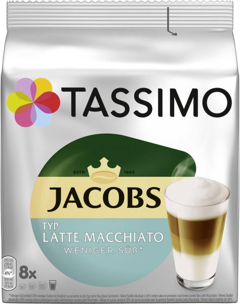 Tassimo Kapseln Typ Latte Macchiato Weniger Süß, 8 Kaffeekapseln von Tassimo