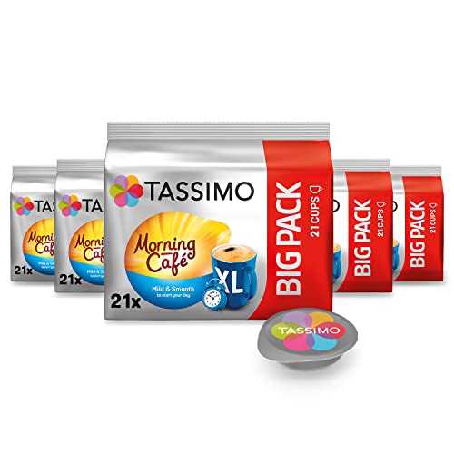 Tassimo Kapseln Morning Café XL Mild & Smooth, 105 Kaffeekapseln, 5er Pack, 5 x 21 Getränke von Tassimo