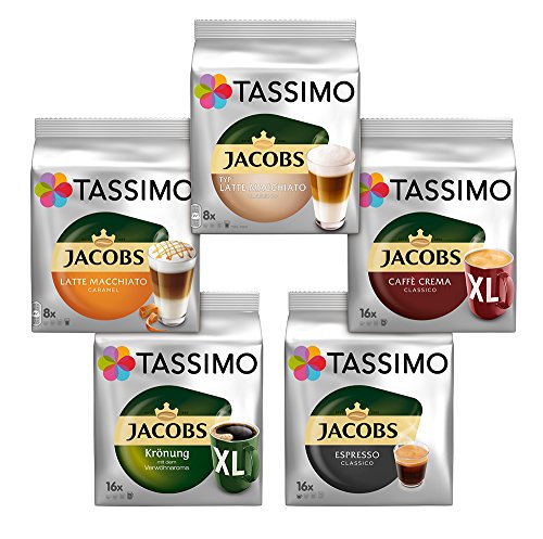 Tassimo Kapseln, Probierbox mit 5 Sorten für 64 Getränke, 5er Vielfaltspaket von Tassimo
