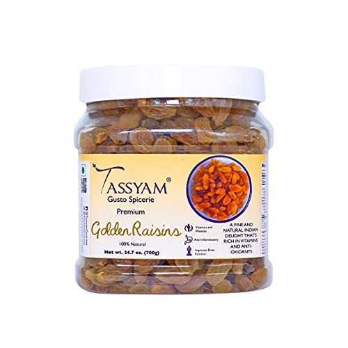 TASSYAM goldene Rosinen gesund saftig handsortiert Jumbo indisches Kishmish Glas, 700g TASSYAM goldene Rosinen gesund saftig handsortiert Jumbo indisches Kishmish Glas, 700g von Tassyam