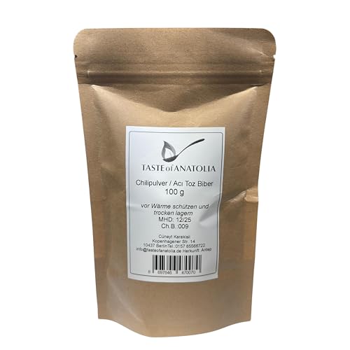 Gewürz: Chili-Pulver von Taste of Anatolia Feinkost Oase 100 g, Aci Toz Biber, naturbelassen, aromatisch, aus ANTEP-Türkei Gewürz: Chili-Pulver von Taste of Anatolia Feinkost Oase 100 g, Aci Toz Biber, naturbelassen, aromatisch, aus ANTEP-Türkei von Taste of Anatolia