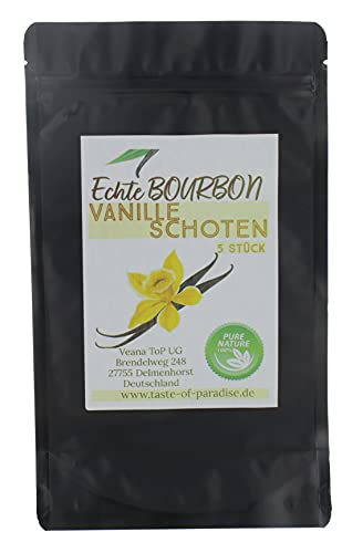 Bourbon Vanilleschoten (10 Stk.) 100% Madagascar + gratis Vanillemesser, Gourmet Premium Qualität 18-20cm, doppelt vakuumverpackt, frisch von Taste of Paradise by Mauritius