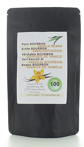 Bourbon Vanilleschoten (100 Stk. - 12-13cm) 100% natural aus Madagascar, frisch & saftig, hoher Vanillegehalt, Top Gourmet Vanille von Vaynilla