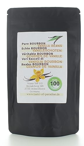 Bourbon Vanilleschoten (100 Stk. - 12-13cm) 100% natural aus Madagascar, frisch & saftig, hoher Vanillegehalt, Top Gourmet Vanille von Taste of Paradise by Mauritius