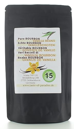 Bourbon Vanilleschoten (15 Stk. - 12-13cm) 100% natural aus Madagascar, frisch & saftig, hoher Vanillegehalt, Top Gourmet Vanille von Vaynilla
