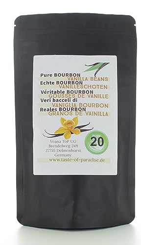 Bourbon Vanilleschoten (20 Stk. - 12-13cm) 100% natural aus Madagascar, frisch & saftig, hoher Vanillegehalt, Top Gourmet Vanille von Vaynilla