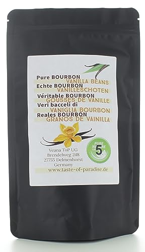 Bourbon Vanilleschoten (5 Stk. - 12-13cm) 100% natural aus Madagascar, frisch & saftig, hoher Vanillegehalt, Top Gourmet Vanille von Vaynilla