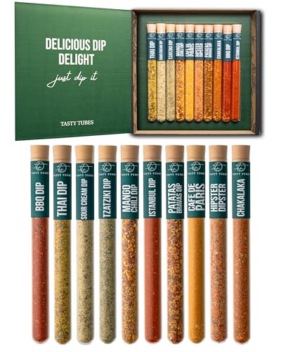 Tasty Tubes - Delicious Dip Delight - Gewürz-Set - Besonderes Geschenk für Männer & Frauen - 10 verschiedene Dip-Gewürzmischungen zur eigenen Zubereitung - Geschenkbox für Koch-Begeisterte Tasty Tubes - Delicious Dip Delight - Gewürz-Set - Besonderes Geschenk für Männer & Frauen - 10 verschiedene Dip-Gewürzmischungen zur eigenen Zubereitung - Geschenkbox für Koch-Begeisterte von Tasty Tubes