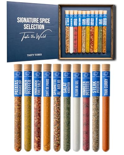 Tasty Tubes - Signature Spice Selection - Gewürz-Set - Besonderes Geschenk für Männer & Frauen - 10 verschiedene Gewürzmischungen aus aller Welt - Geschenkbox für Koch-Begeisterte Tasty Tubes - Signature Spice Selection - Gewürz-Set - Besonderes Geschenk für Männer & Frauen - 10 verschiedene Gewürzmischungen aus aller Welt - Geschenkbox für Koch-Begeisterte von Tasty Tubes
