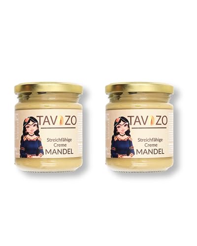 Tavazo® 2x200gr Mandelmus weiß reine natürliche cremige glatte italienischer Almond Butter, süßer Geschmack, Paleo, Keto-freundliche Mandelbutter weiß, Glutenfrei, Vegan von Tavazo