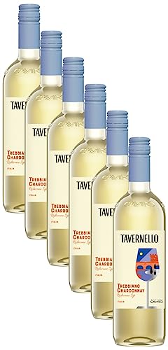 Tavernello Trebbiano Chardonnay Rubicone IGT, Ausgewogen und Duftend, 12% Vol, Packung mit 6 Flaschen à 750 ml von Tavernello