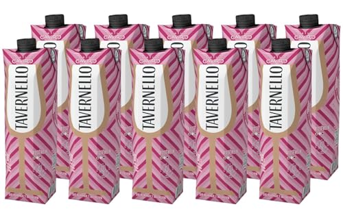 Tavernello Vino d'Italia Rosato, Alkoholgehalt 11% Vol leicht und fruchtig, Wein Cuvée in recycelbarem 1 Liter Tetra Pak, Rose Wein trocken in Mehrwegverpackung 10 x 1 von Tavernello