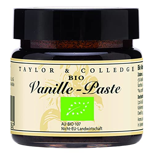 T&C - Bio Vanilla Bean Paste | Vanille Paste aus 100% natürlichen BIO-Vanilleschoten. Vanillepaste ideal zum Verfeinern von Pudding, Torten, Dessert, Eis uvm. | Inhalt: 65g T&C - Bio Vanilla Bean Paste | Vanille Paste aus 100% natürlichen BIO-Vanilleschoten. Vanillepaste ideal zum Verfeinern von Pudding, Torten, Dessert, Eis uvm. | Inhalt: 65g von Taylor & Colledge