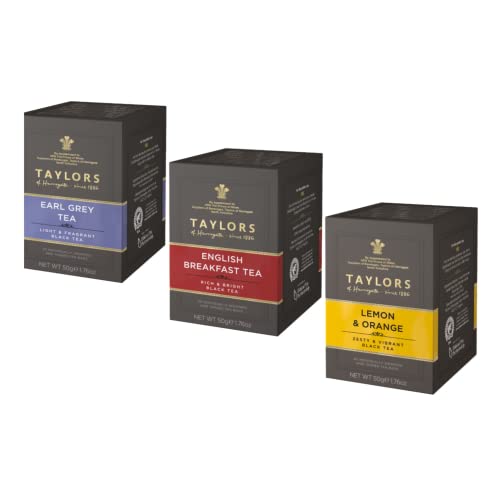 Taylors® | Englisches Frühstück 20 Filter | Earl Grey Bergamotte 20 Filter | Schwarzer Tee Zitrone und Orange 20 Filter | Schwarztee-Sortiment-Set (3 Schachteln – insgesamt 60 Filter) von Taylors
