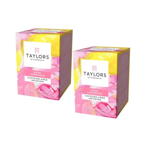Taylors® | Rosa Limonadenaufguss | Apfel-, Hagebutten-, Hibiskus-, Zitronen-Kräutertee ohne Koffein – 2 x 20 Filter (100 g) von Taylors