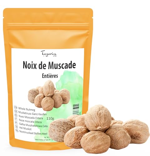 110g Muskatnuss Ganz - Muskat - Muskatnüsse Ganz - Ganze Nutmegs - Intensives Aroma & Geschmack - 100% Natürlich, Rein und Ohne Zusatzstoffe | Top Qualität - TazarinLtd von Tazarin LTD