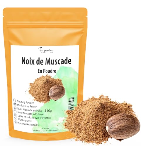 110g Muskatnuss Gemahlen - Muskatnüsse Gemahlen - Muskatnuss Pulver - Intensives Aroma & Geschmack - Muskatnusspulver 100% Natürlich, Rein und Ohne Zusatzstoffe | Top Qualität - TazarinLtd 110g Muskatnuss Gemahlen - Muskatnüsse Gemahlen - Muskatnuss Pulver - Intensives Aroma & Geschmack - Muskatnusspulver 100% Natürlich, Rein und Ohne Zusatzstoffe | Top Qualität - TazarinLtd von Tazarin LTD