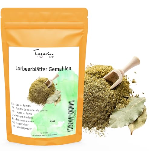 250g Lorbeerblätter Gemahlen - Lorbeerpulver - Aroma & Intensiver Geschmack - 100% Natürlich, Rein und Keine Zusatzstoffe | Tazarin Ltd von Tazarin LTD