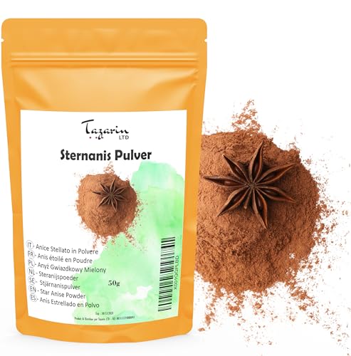 50g Sternanis Gemahlen, Sternanis Kapseln, Sternanis Pulver aus Kontrolliert, Sternanispulver, Star Anise - Aroma & Intensiver Geschmack - 100% Natürlich, Rein und Keine Zusatzstoffe | Tazarin Ltd 50g Sternanis Gemahlen, Sternanis Kapseln, Sternanis Pulver aus Kontrolliert, Sternanispulver, Star Anise - Aroma & Intensiver Geschmack - 100% Natürlich, Rein und Keine Zusatzstoffe | Tazarin Ltd von Tazarin LTD