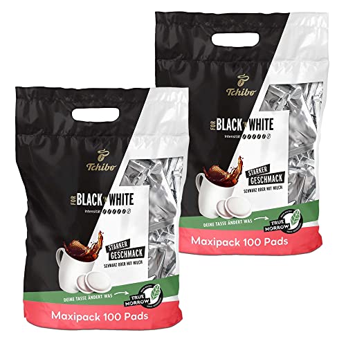 Tchibo Kaffeepads Vorratspack Maxipack, BLACK&WHITE, 200 Stück – 2x 100 Pads (Kaffee, kräftig mit starkem Geschmack), nachhaltig, geeignet für Senseo Maschinen von Tchibo