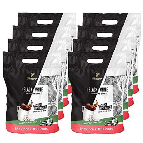 Tchibo Kaffeepads Vorratspack Maxipack, BLACK&WHITE, 800 Stück – 8x 100 Pads (Kaffee, kräftig mit starkem Geschmack), nachhaltig, geeignet für Senseo Maschinen von Tchibo