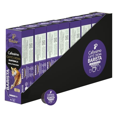 Tchibo Cafissimo Caffè Crema Barista Guatemala Kaffeekapseln, 80 Stück - 8x 10 Kapseln (Caffè Crema, mit einem Hauch von Schokolade), nachhaltig & fair gehandelt, Limited Edition von Tchibo
