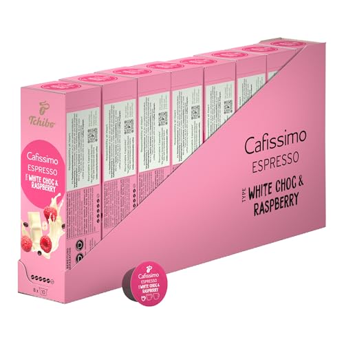 Tchibo Cafissimo Espresso Raspberry White Choc Kaffeekapseln, 80 Stück - 8x 10 Kapseln (Espresso, Geschmack von weißer Schokolade und Himbeere), nachhaltig & fair gehandelt, Limited Edition von Tchibo