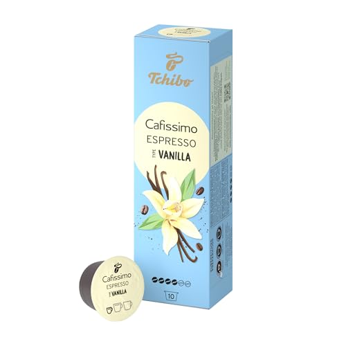 Tchibo Cafissimo Espresso Vanilla Kaffeekapseln, 10 Stück (Espresso, aromatisch mit feiner Vanillenote), nachhaltig & fair gehandelt, Limited Edition von Tchibo