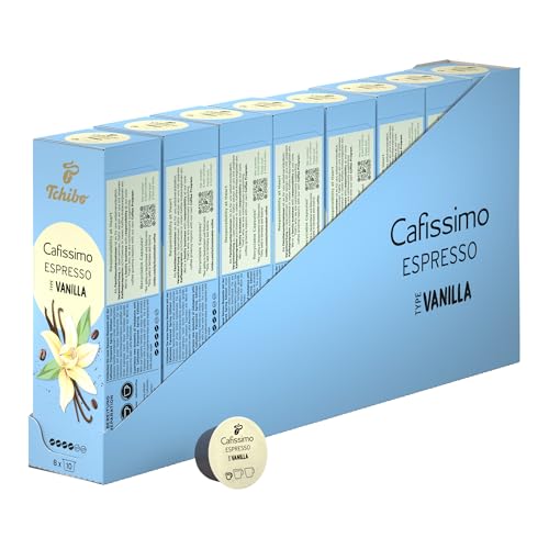 Tchibo Cafissimo Espresso Vanilla Kaffeekapseln, 80 Stück - 8x 10 Kapseln (Espresso, aromatisch mit feiner Vanillenote), nachhaltig & fair gehandelt, Limited Edition von Tchibo