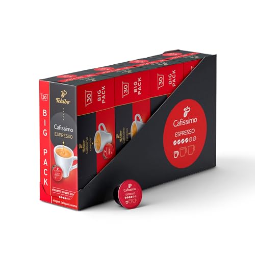 Tchibo Cafissimo Espresso elegant Kaffeekapseln, 120 Stück – 4x30 Kapseln (Kaffee, ausdrucksstark mit vollem Aroma), nachhaltig & fair gehandelt von Tchibo