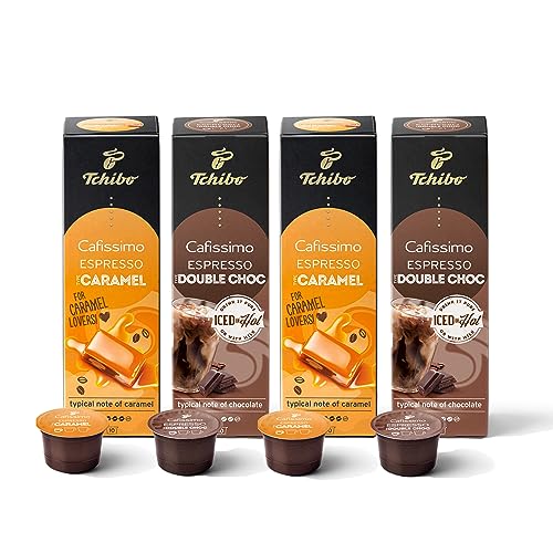 Tchibo Cafissimo Probierset Flavoured Edition Espresso Caramel & Espresso Double Chocolate, 40 Stück (4x 10 Kaffeekapseln), nachhaltig & fair gehandelt von Tchibo