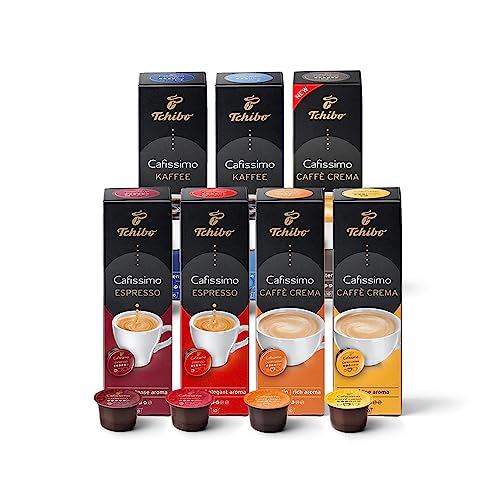 Tchibo Cafissimo Probierset verschiedene Sorten Caffè Crema, Espresso und Kaffee, 70 Stück (7x10 Kaffeekapseln), nachhaltig & fair gehandelt von Tchibo