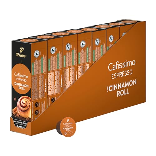 Tchibo Cafissimo Espresso Cinnamon Roll Kaffeekapseln, 80 Stück - 8x 10 Kapseln (Espresso, aromatisch mit natürlichen Geschmack von Zimtschnecke), nachhaltig & fair gehandelt, Limited Edition von Tchibo