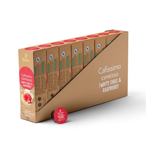 Tchibo Cafissimo Vorratsbox Flavoured Spring Edition White Choc & Raspberry Kaffeekapseln, 80 Stück (8x10 Kapseln), nachhaltig & fair gehandelt, Premium Qualität von Tchibo