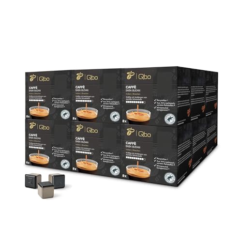 Tchibo Qbo Caffè Baba Budan Premium Kaffeekapseln, 144 Stück - 18x8 Kapseln (Caffè, Intensität 09/10, kräftig, Noten dunkler Schokolade), nachhaltig, aus 70% nachwachsenden Rohstoffen von Tchibo