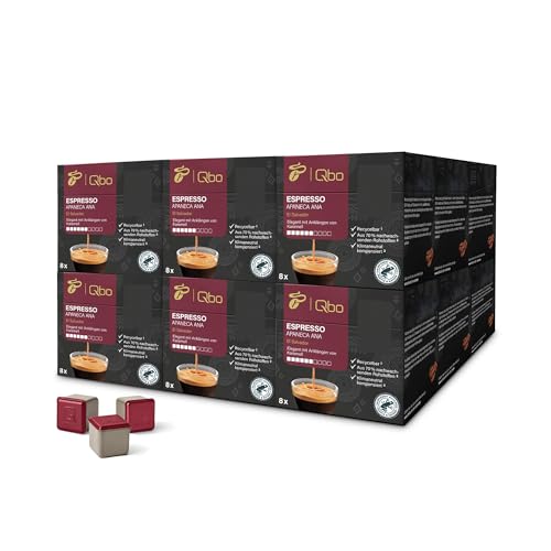 Tchibo Qbo Espresso Apaneca Ana Premium Kaffeekapseln, 144 Stück - 18x8 Kapseln (Espresso, Intensität 5/10, elegant mit Karamellnote), nachhaltig, aus 70% nachwachsenden Rohstoffen von Tchibo